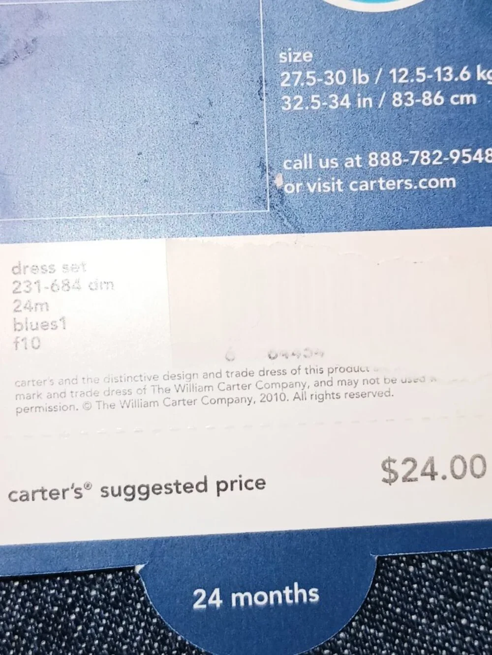 NEW Carter's Mini Blues Denim Button Down Dress Blue